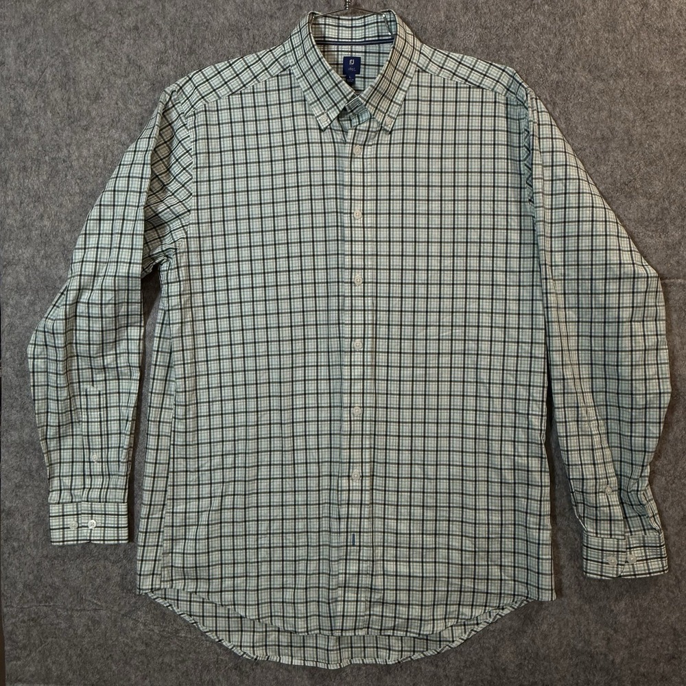 FootJoy Shirt Men Size Large Plaid Long Sleeve Button Up Casual Golf